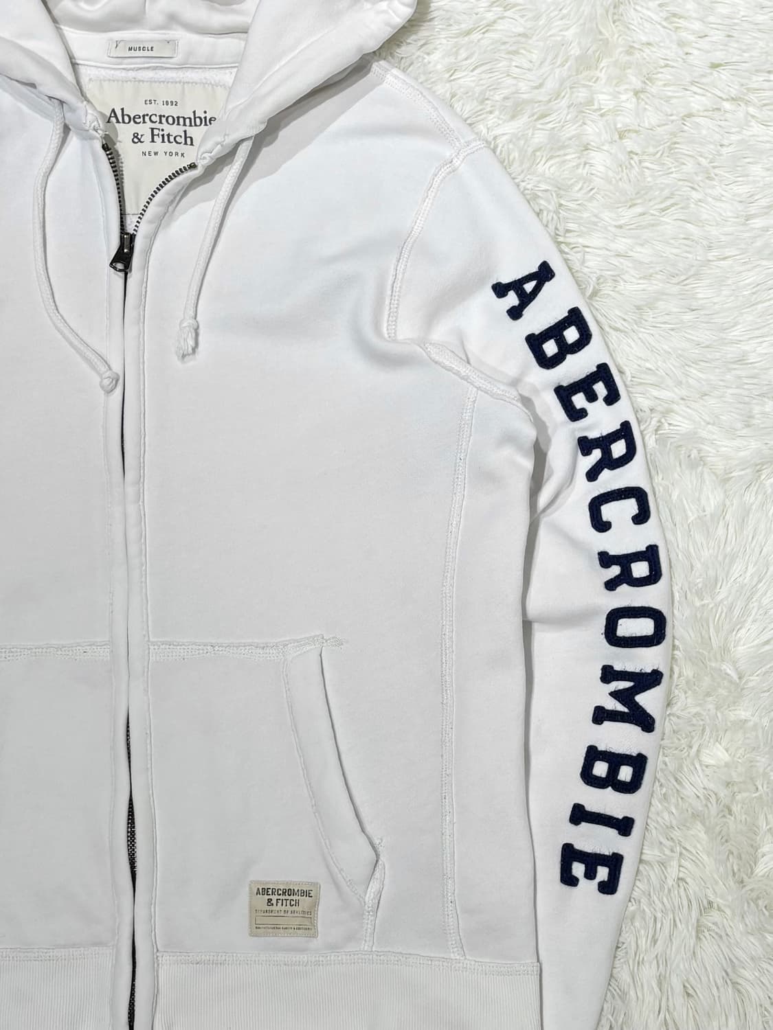 아베크롬비 사이드로고 화이트 후드집업 상품이미지5