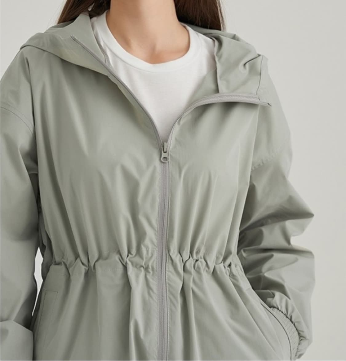 엘르 스트링 후드 롱 윈드점퍼 바람막이 자켓 상품이미지3