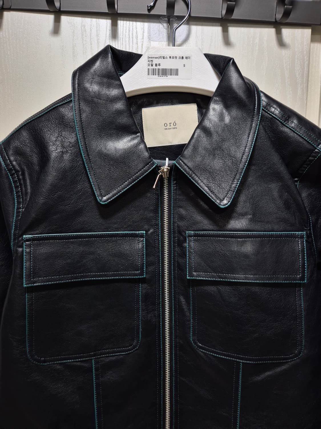 (새상품)ORO 오로 블랙 레더 크롭 자켓 상품이미지3