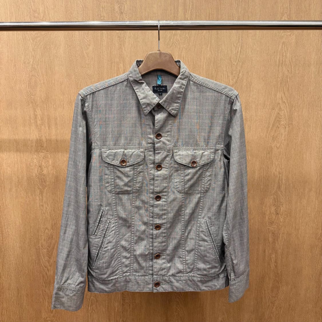 폴스미스 진스 코튼 긴팔 셔츠 자켓 더블 포켓 버튼 디테일 그레이 상품이미지2