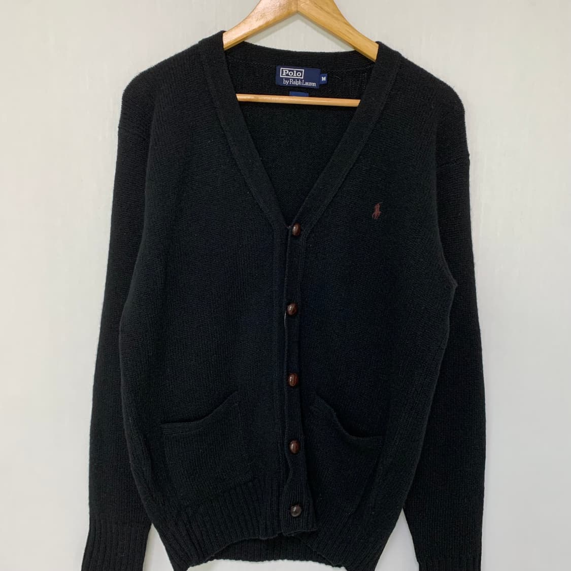 폴로 랄프로렌 블랙 울 니트 가디건 빈티지 M 남녀공용 상품이미지2