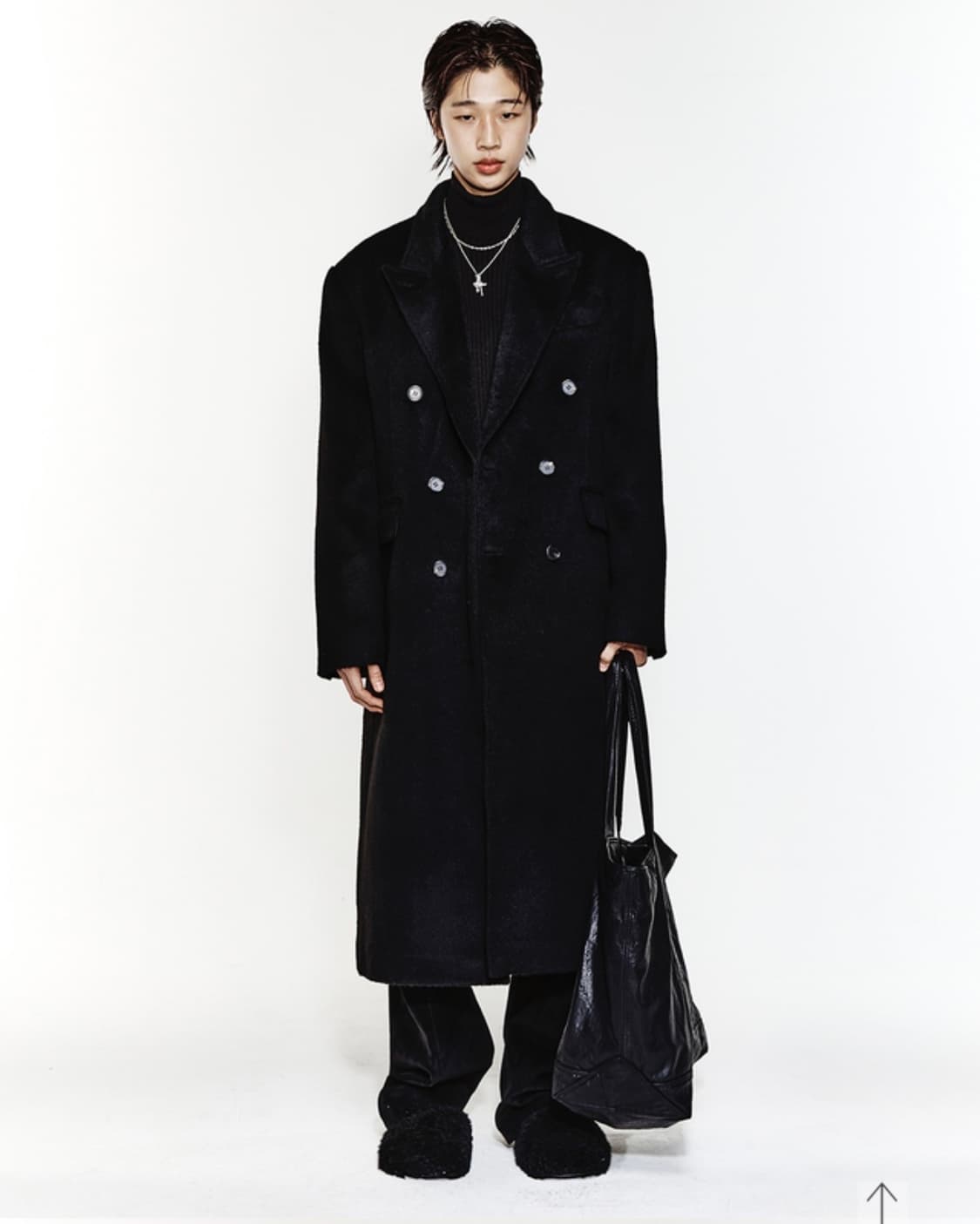 알렌느 더블 브레스티드 알파카 코트 블랙 2사이즈 상품이미지1