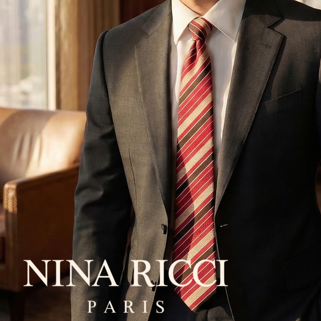 니나리치 실크 레드 스트라이프 넥타이 9.5cm A+등급 E733 상품이미지1