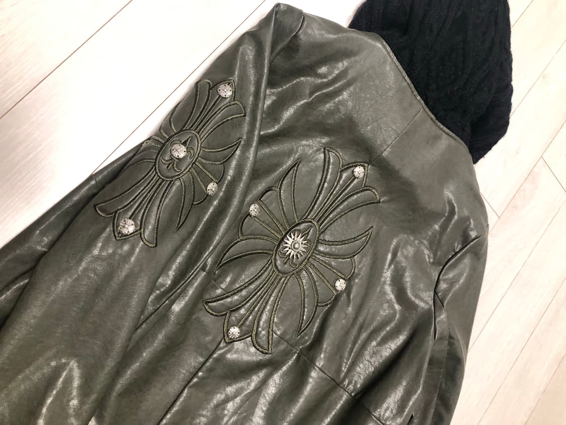 크롬하츠맛 고퀄 페이크 레더 롱 후드자켓 상품이미지4