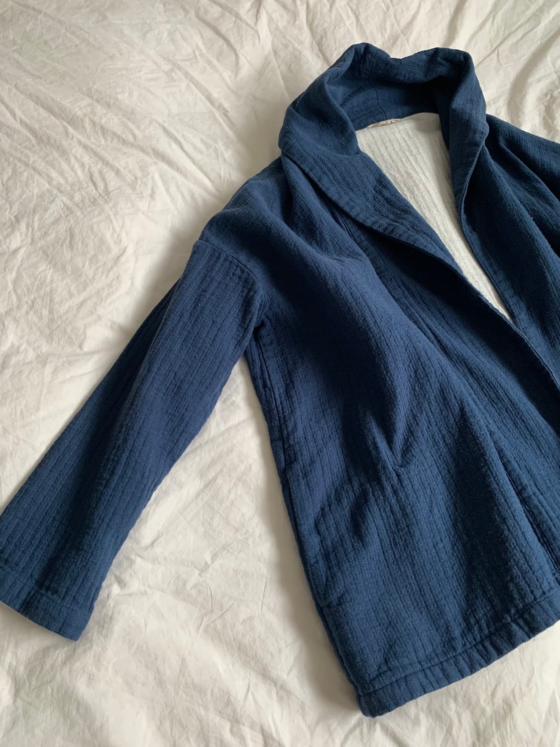 Samansa Mos2 블루 코튼 숄 가디건 상품이미지3