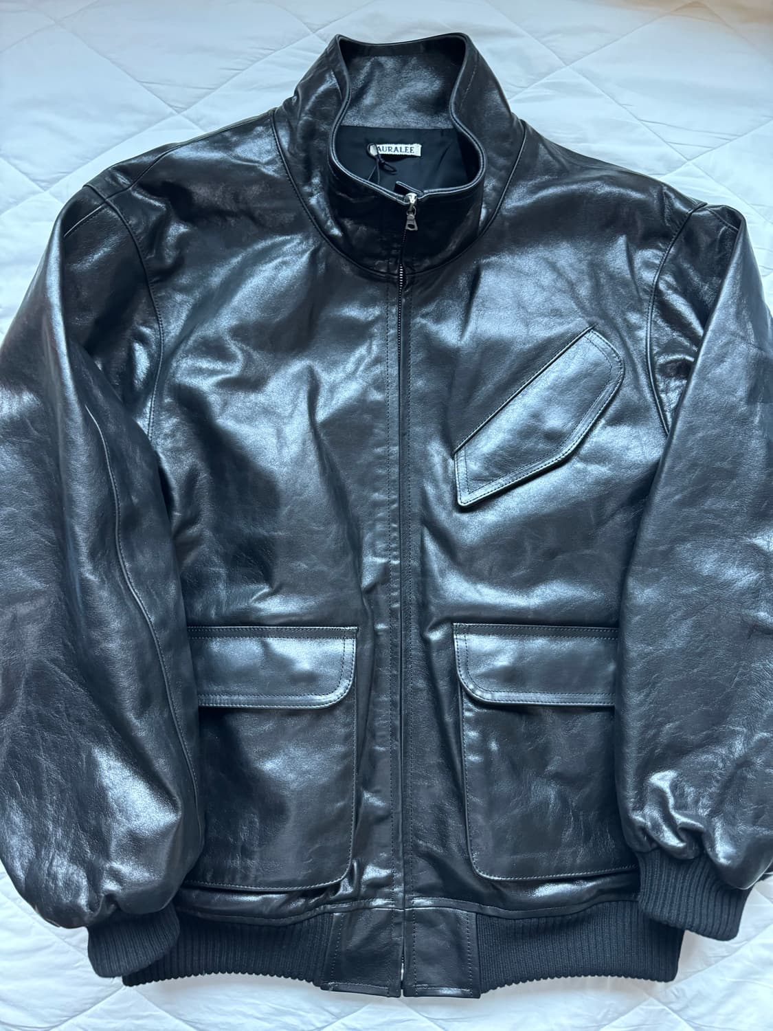 Auralee 오라리 램 레더 집 블루종 상품이미지1