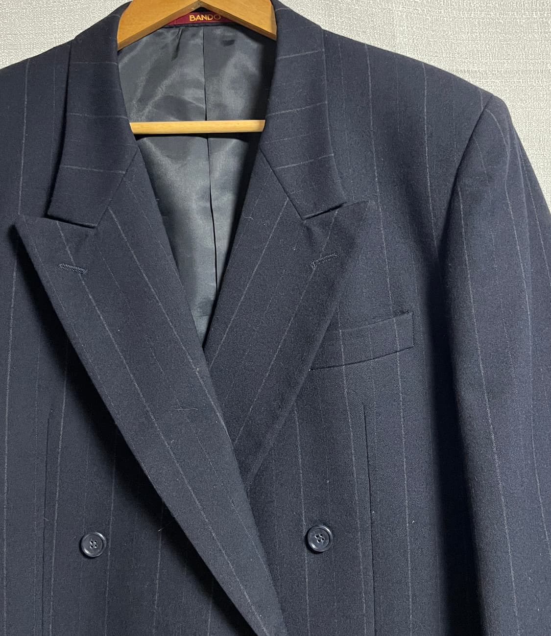 공용 BANDO 핀스트라이프 더블 브레스트 자켓 100 상품이미지4
