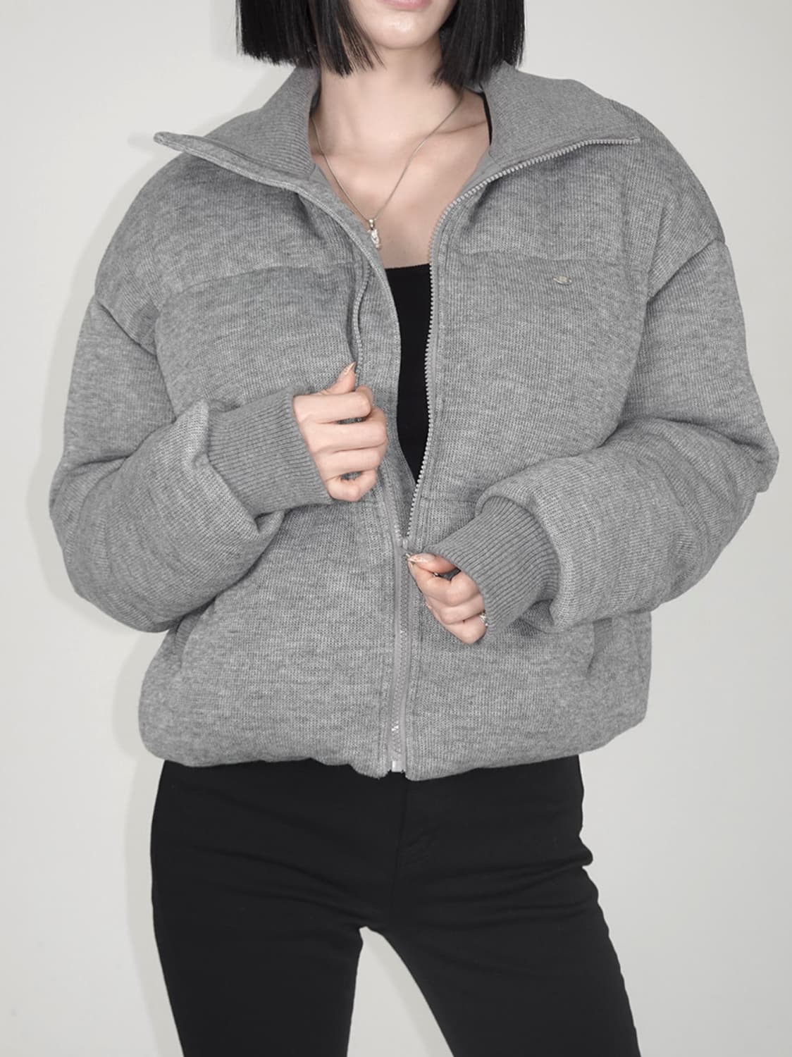 페일제이드 니트 푸퍼 자켓 패딩 그레이  상품이미지2