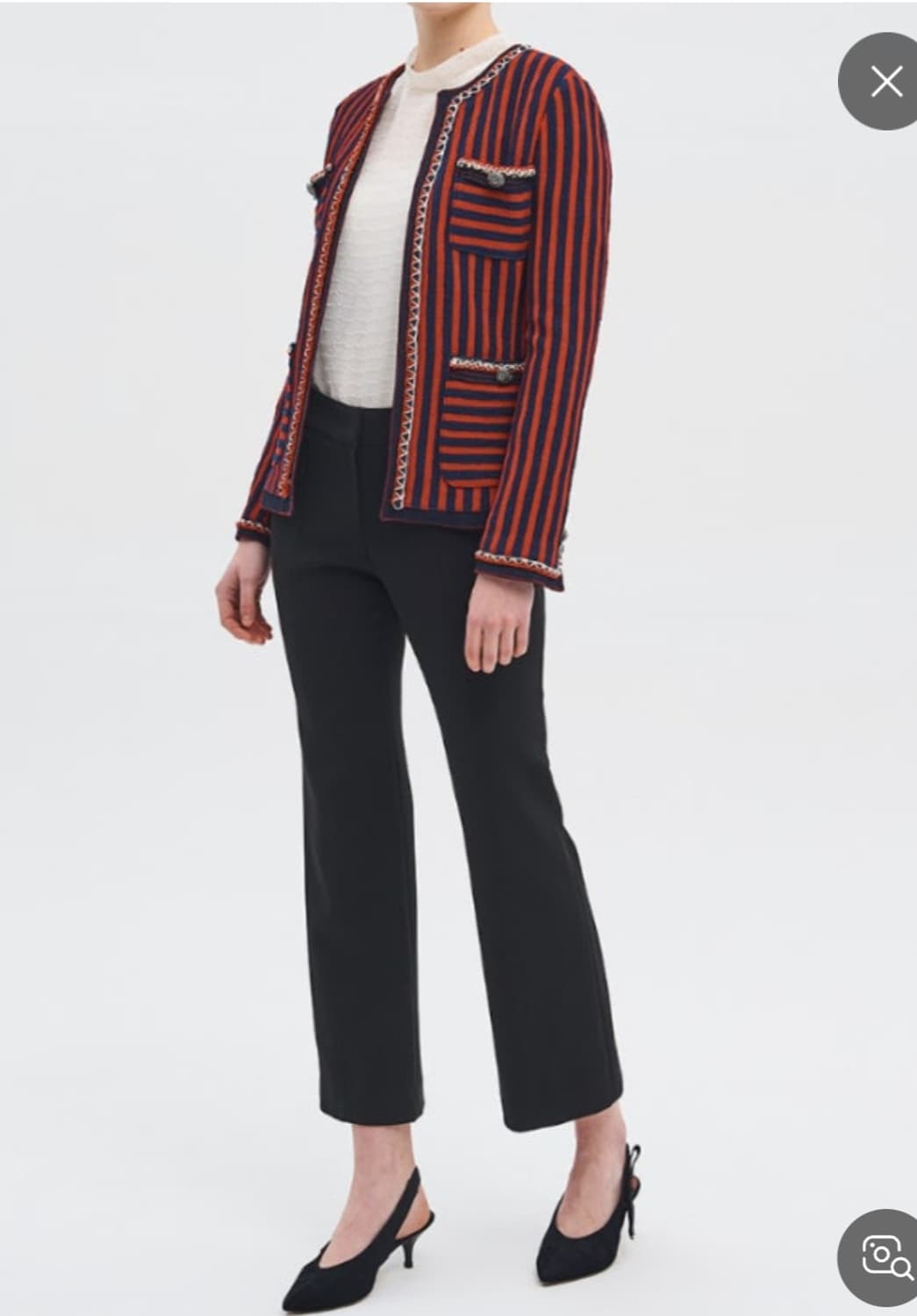 오브제 스트라이프 트위드 자켓  76-90-155사이즈 상품이미지1