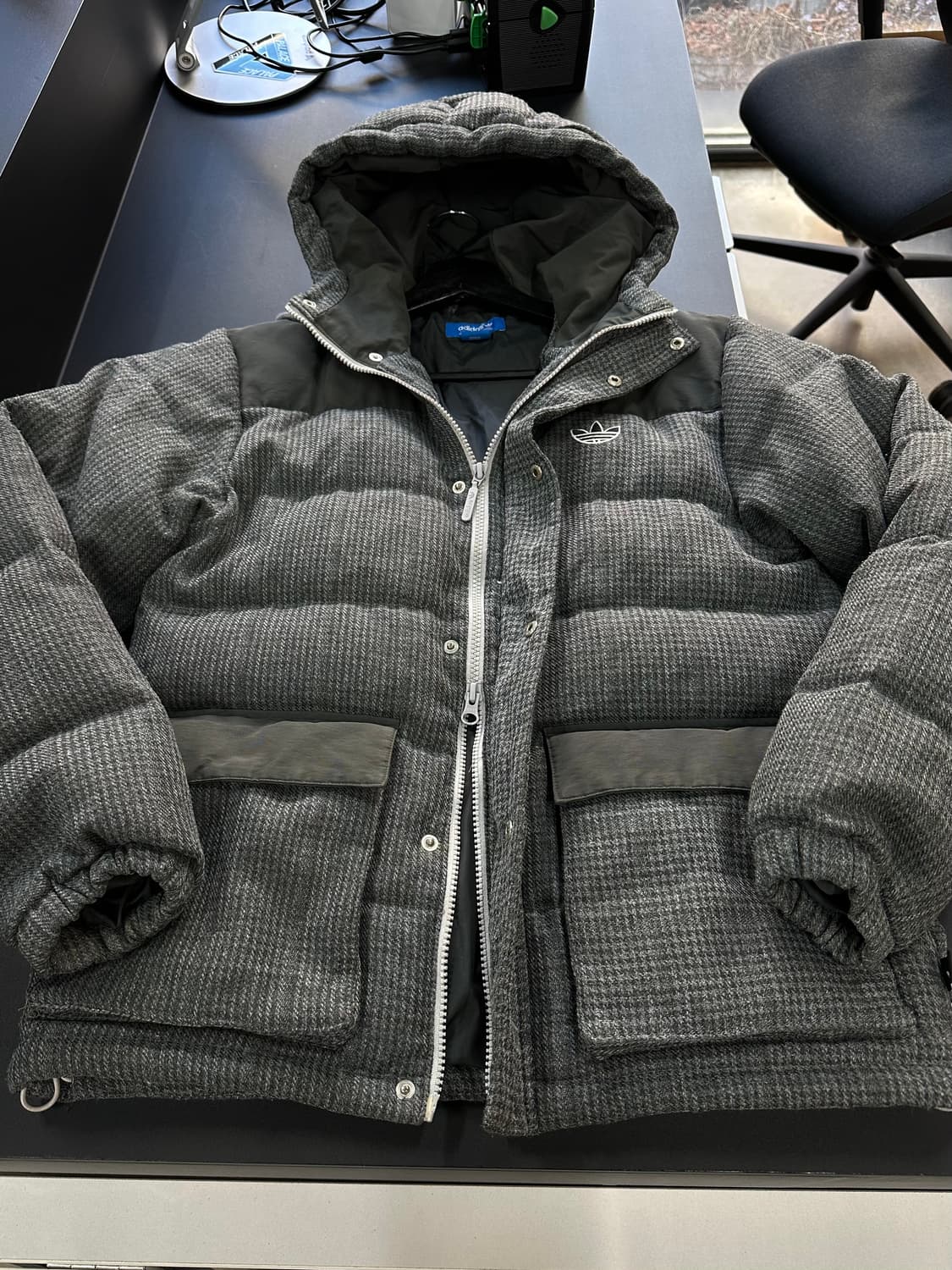 아디다스 덕다운 체크 포켓후드 패딩 푸퍼자켓 상품이미지5