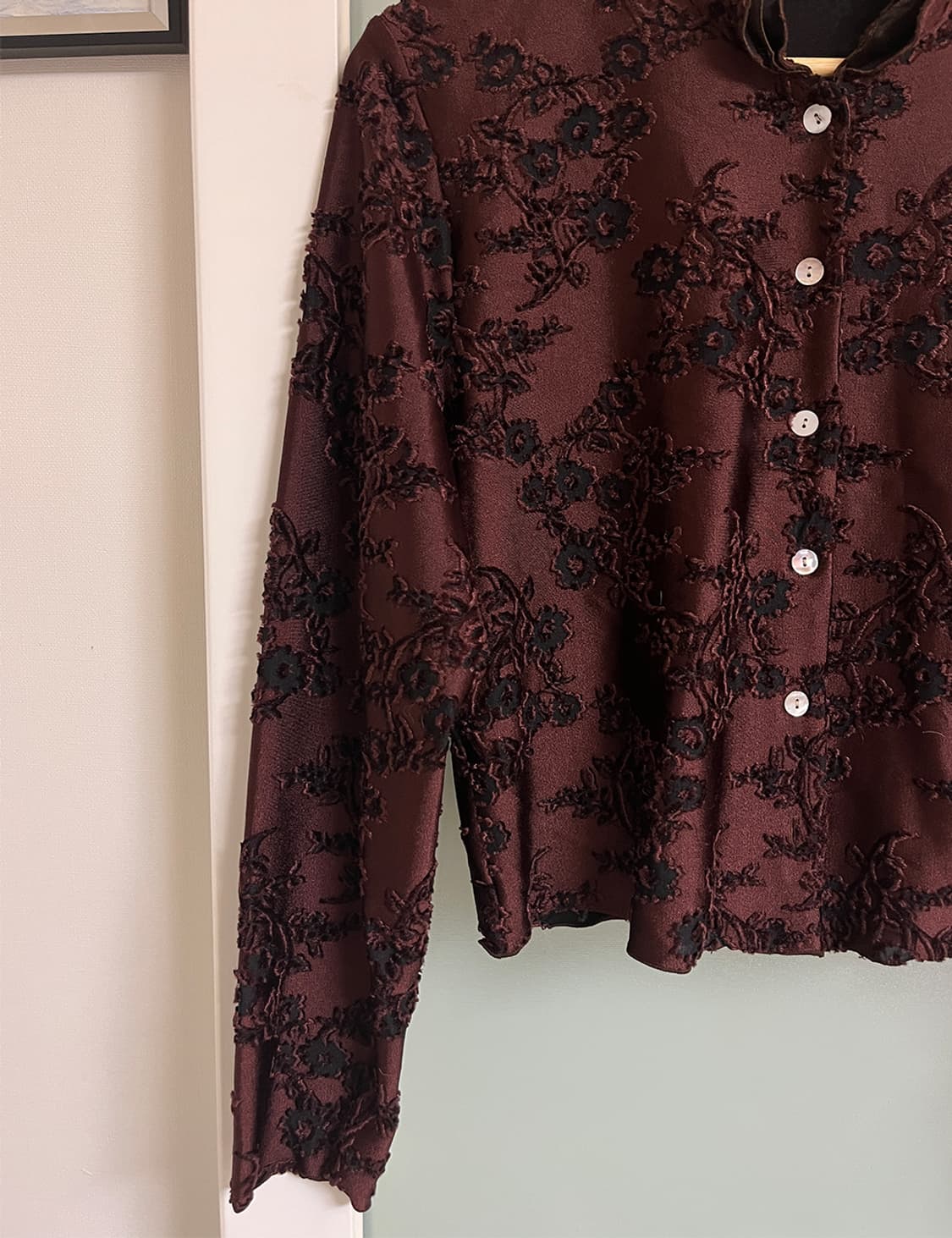 Brown gloss flower pattern jacket 상품이미지8