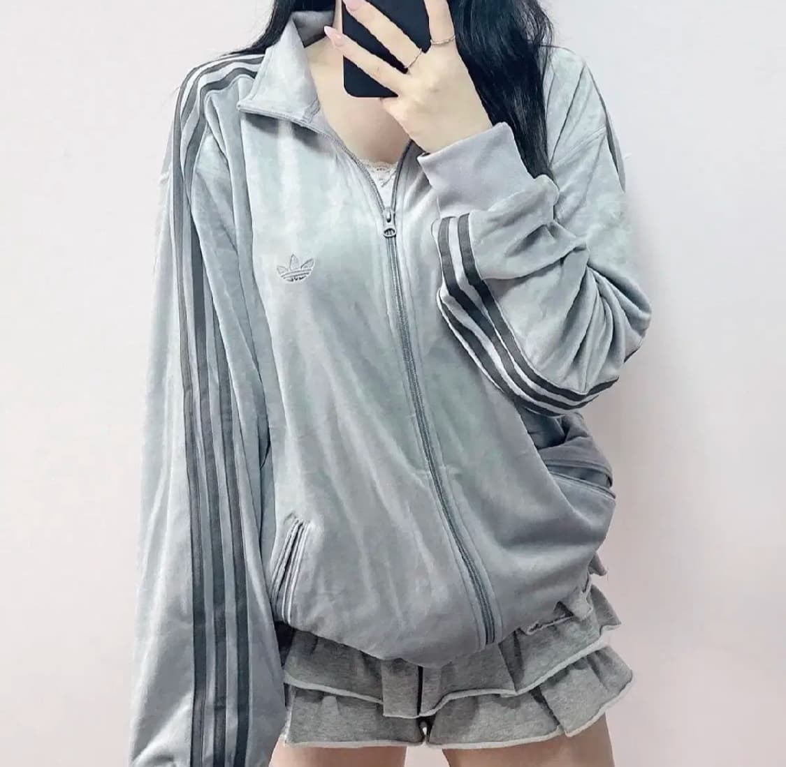 빈티지 아디다스 벨벳 그레이 집업 상품이미지3