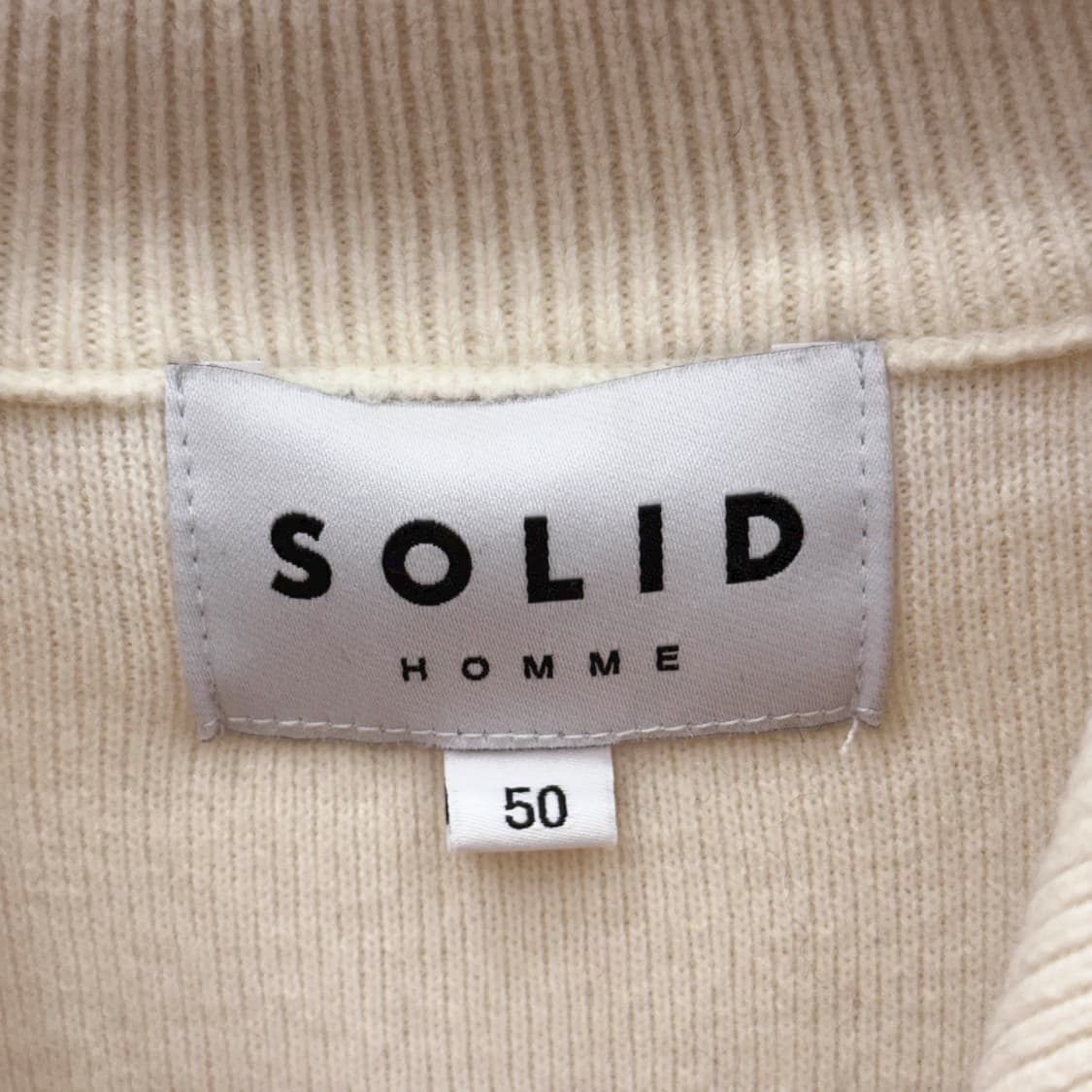 솔리드옴므 하프집업 카라 니트 긴팔 스웻 셔츠 오버핏 아이보리 상품이미지7