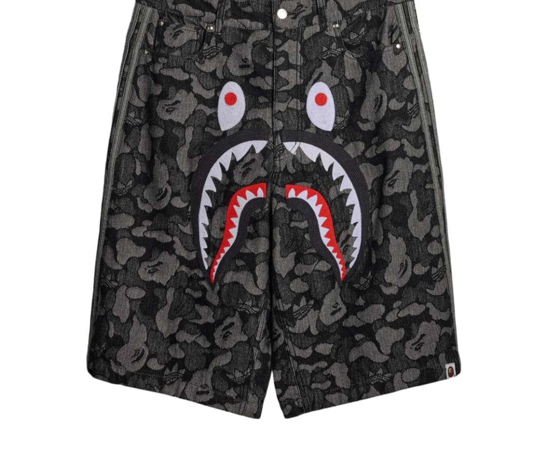 아디다스 x 베이프 샤크 데님 반바지 블랙 상품이미지1