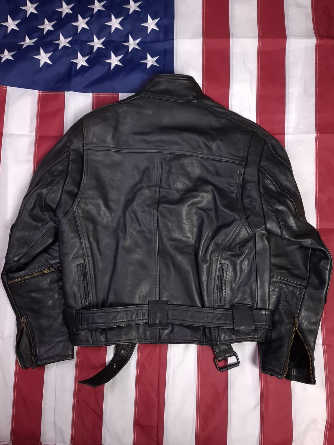 90's 일본판 리얼레더 더블 라이더자켓 상품이미지10