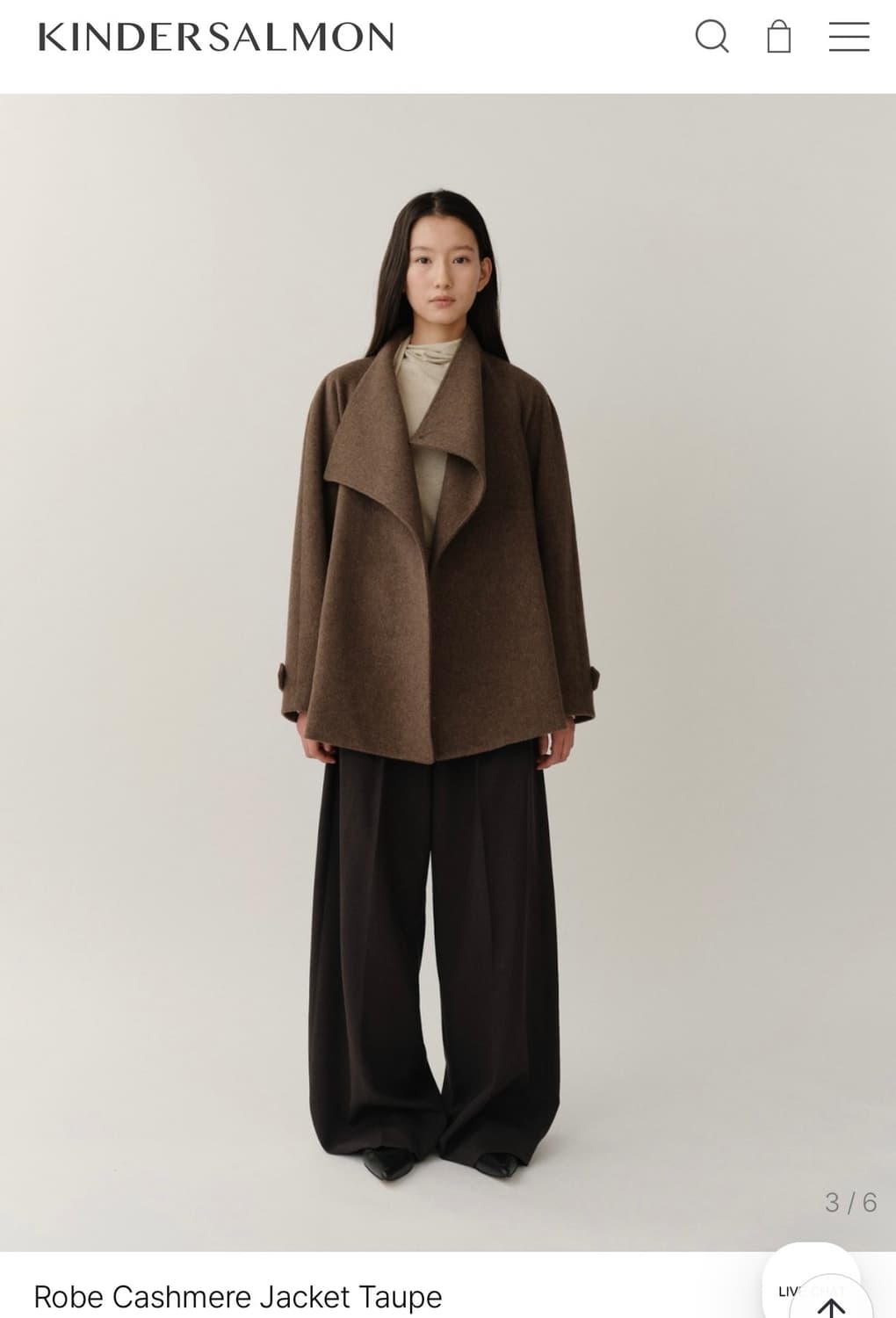 (새상품) 킨더살몬 Robe Cashmere Jacket Taupe 상품이미지3