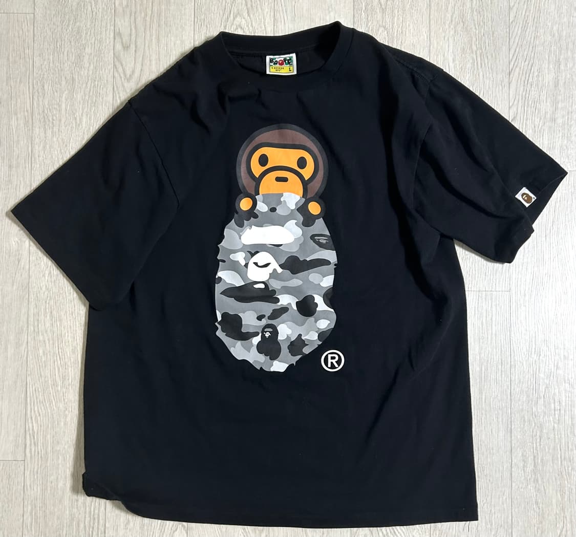 베이프 퍼스트 카모 마일로 온 에이프 헤드 티셔츠 반소매 L 상품이미지2