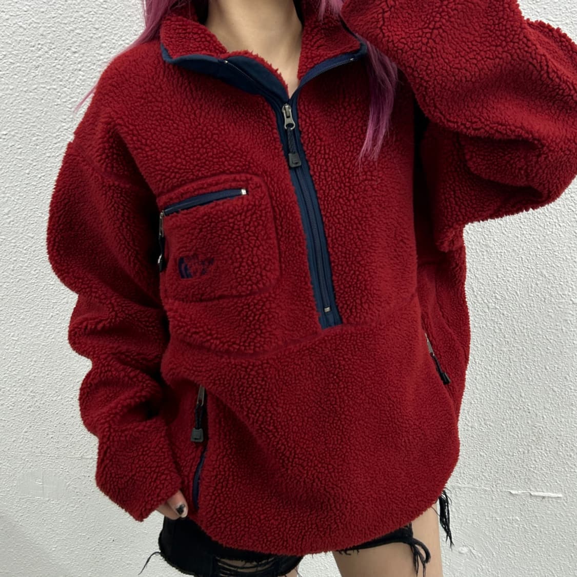 japan 노스페이스 레드 뽀글이 반집업 XL 상품이미지1