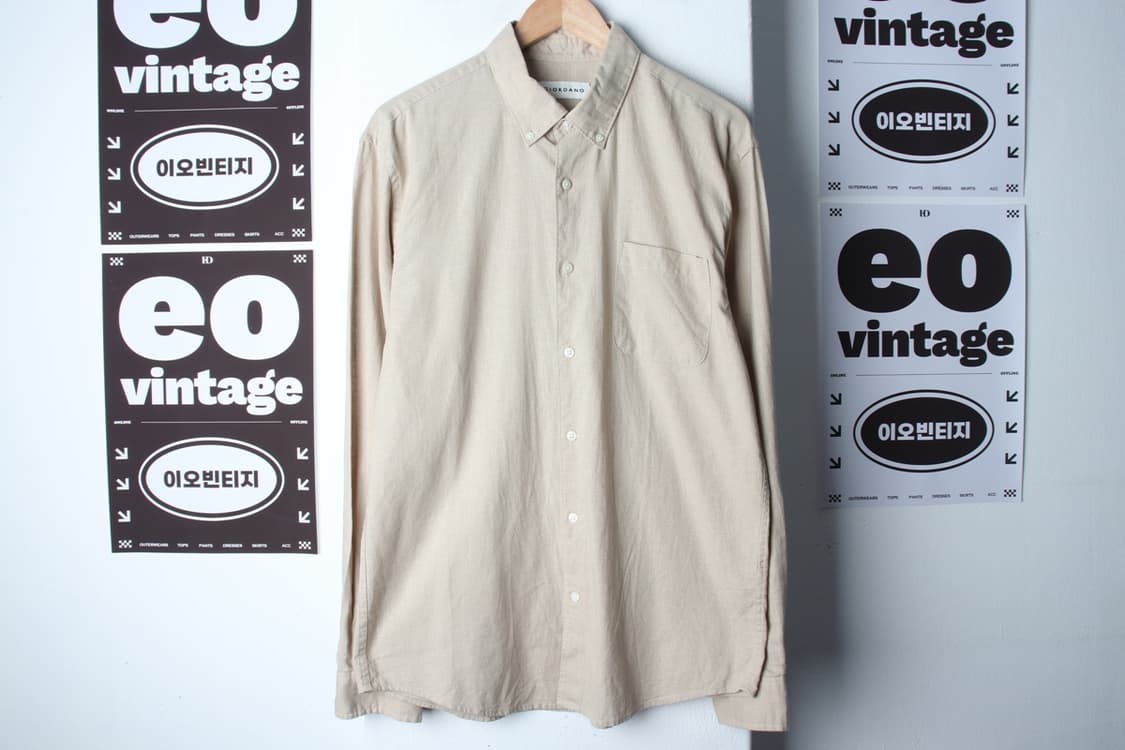 (XL-2XL) 지오다노 셔츠 남방 체크 베이지 린넨 마-H3H33703 상품이미지2