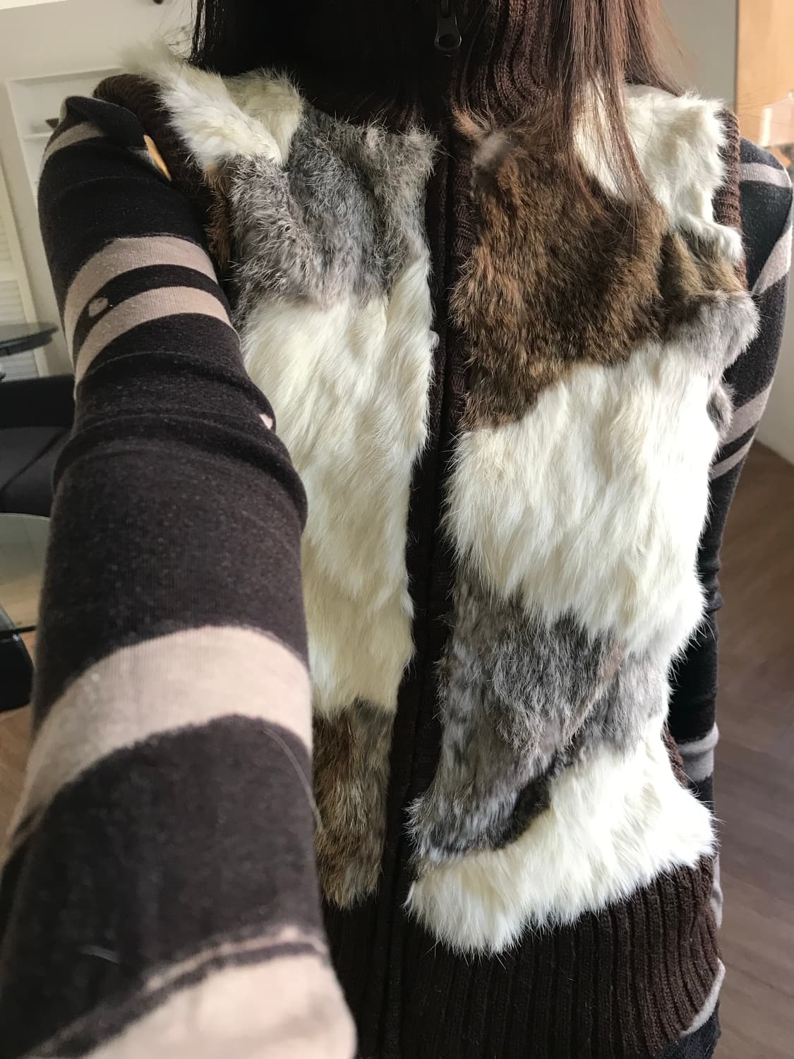 vintage fur zip up vest 상품이미지3