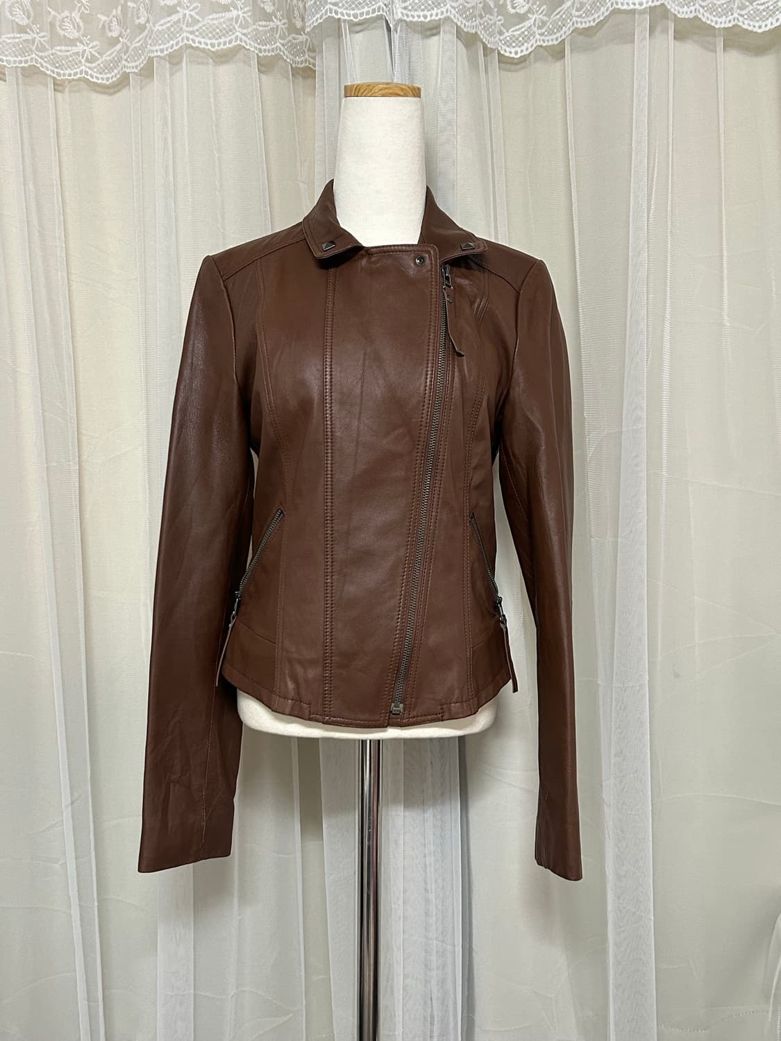 Y2k 00’s 스터드 리얼레더 양가죽 라이더자켓 상품이미지3