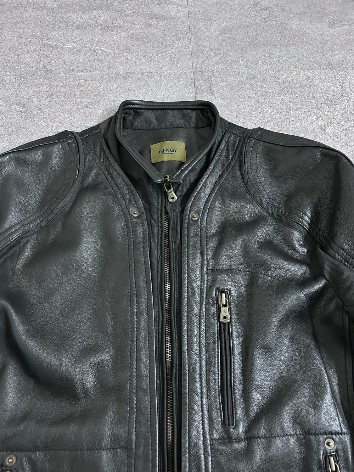 젠지 옴므 레글런 숄더 램스킨 자켓 상품이미지7