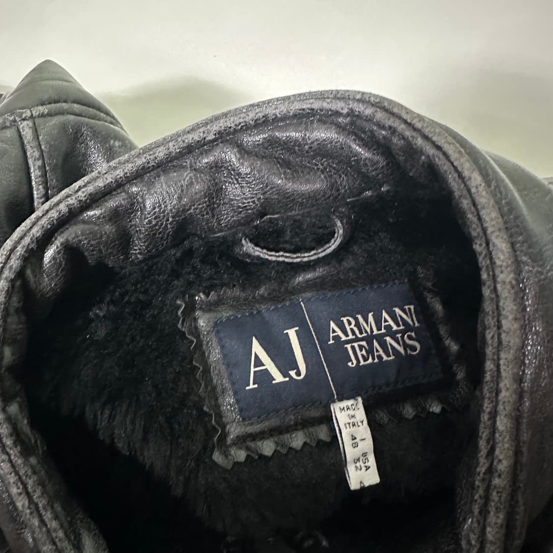 95 알마니진스 블랙 빈티지워시드 가죽자켓 상품이미지3