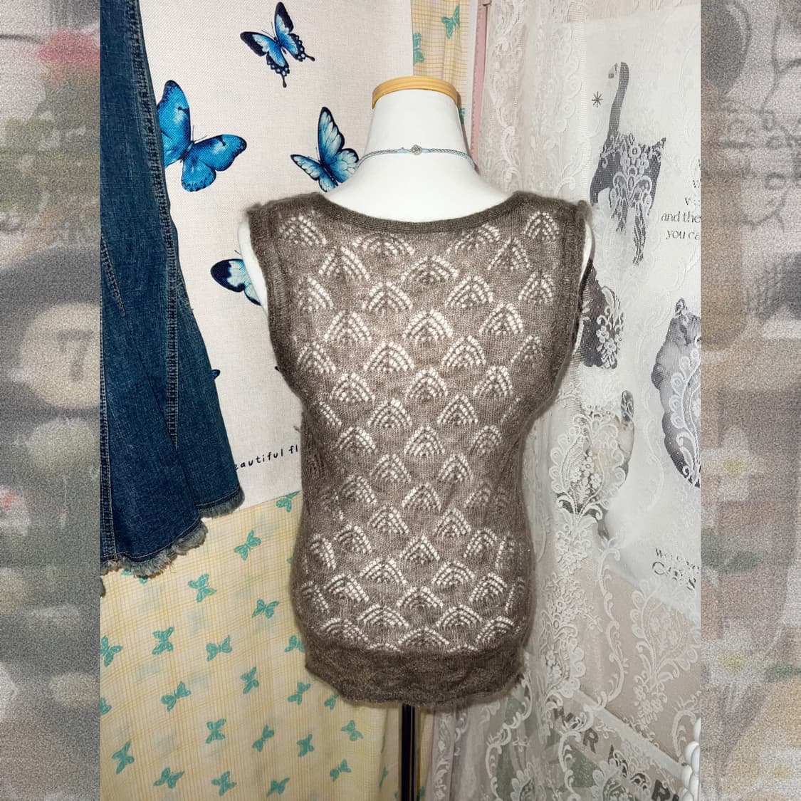 딥그린 모헤어 니트 슬리브리스 상품이미지2