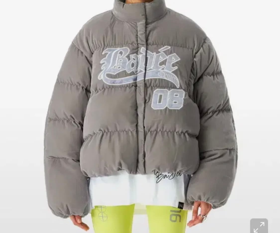 배디 벨루어 바시티 패딩 실버 상품이미지1