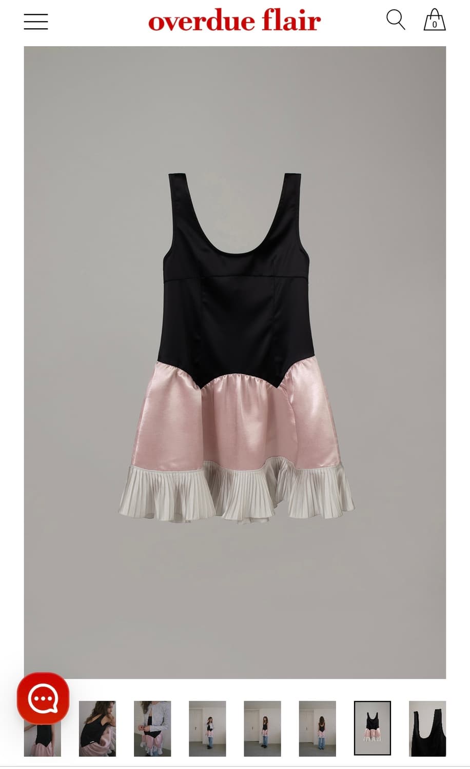 오버듀플레어 블랙/핑크 실크 프릴 드레스 상품이미지3
