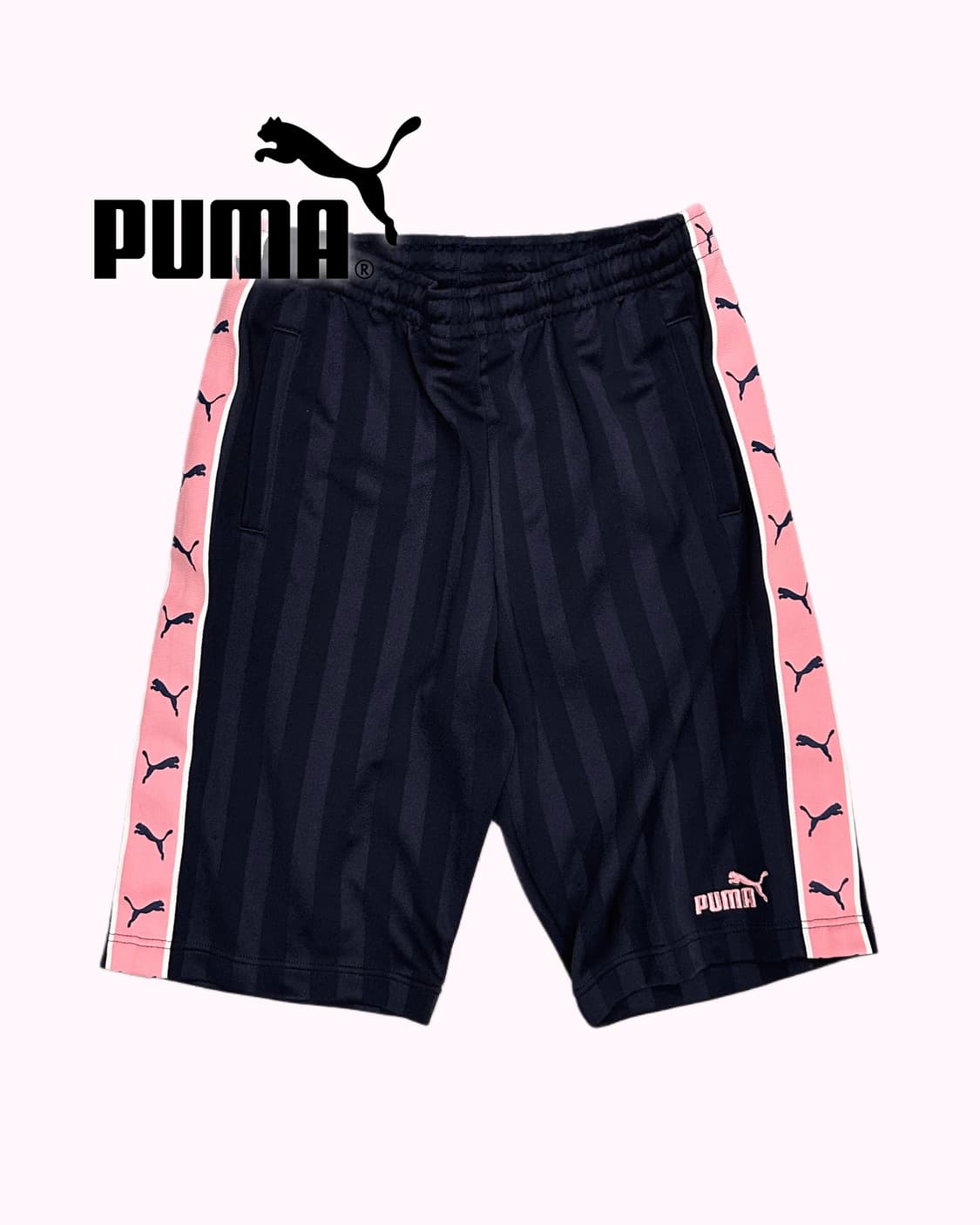 pink navy stripe logo shorts 상품이미지1