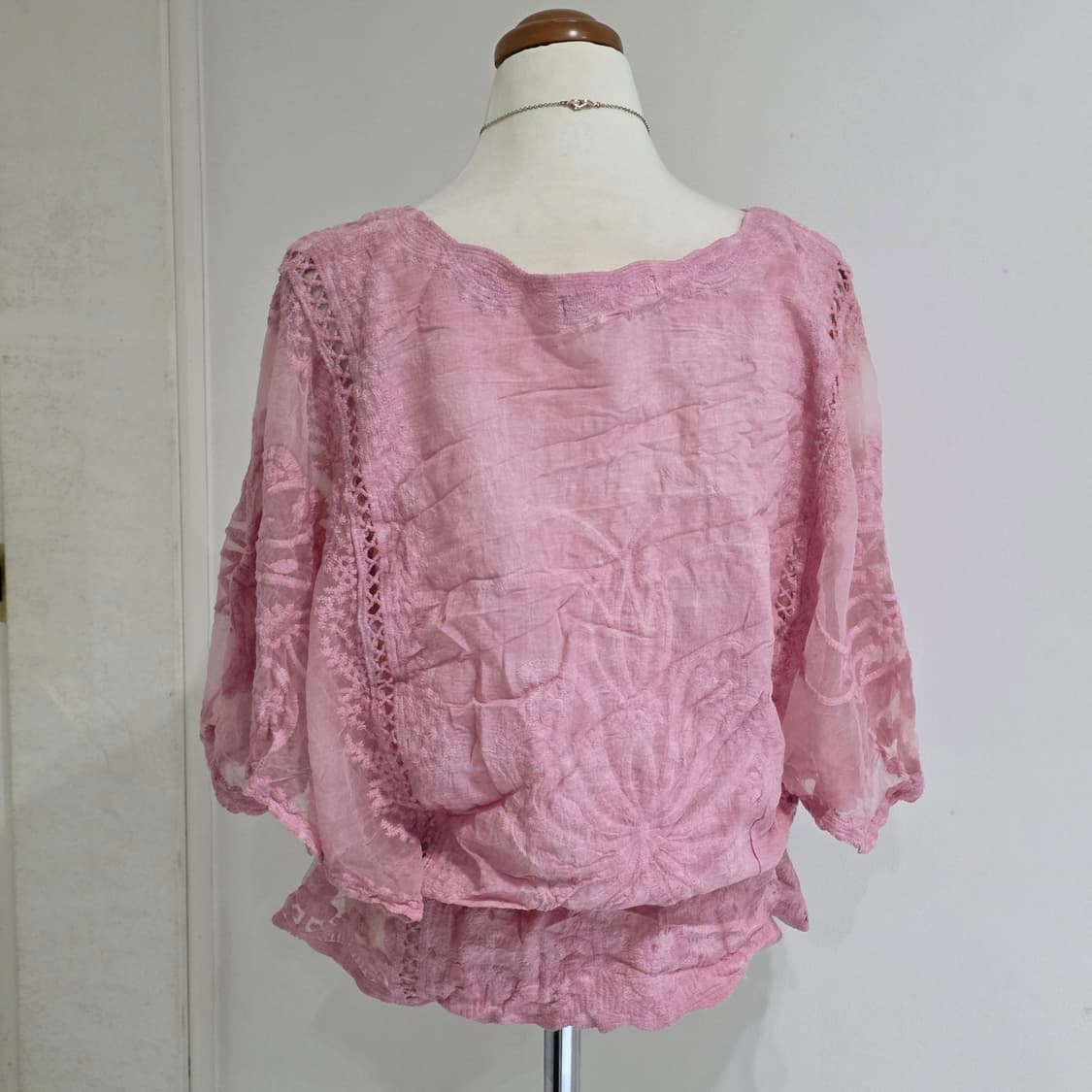 세실맥비 일본빈티지)가오리핏 모리걸 히메갸루 린넨 레이스자수 여름블라우스 상품이미지3