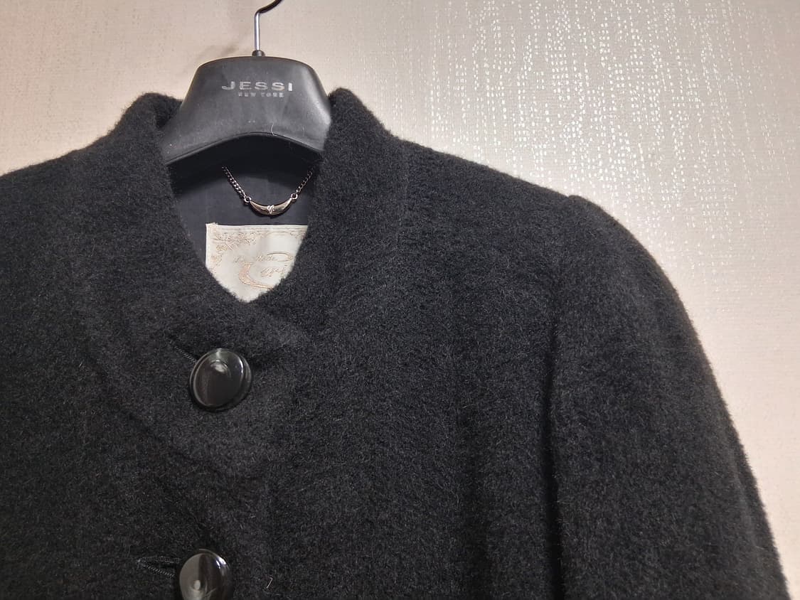 일본 Ceriaier 100% 알파카 롱코트 블랙 무지 헤링본짜임 77 상품이미지3