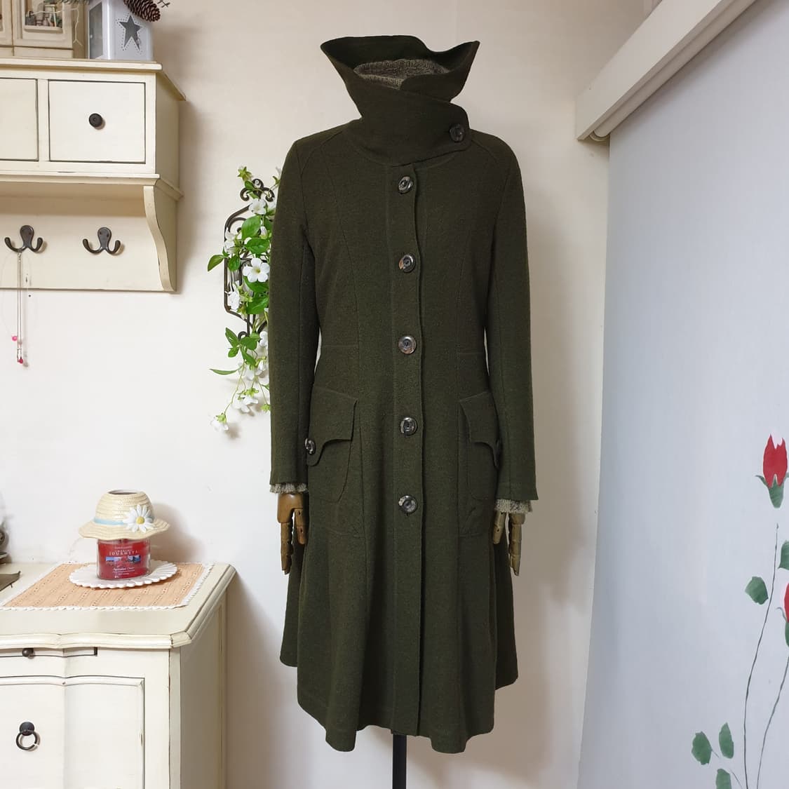 parceque mode 울나일론혼방 하이넥카라 핏앤플레어 슬림핏 코트 상품이미지3