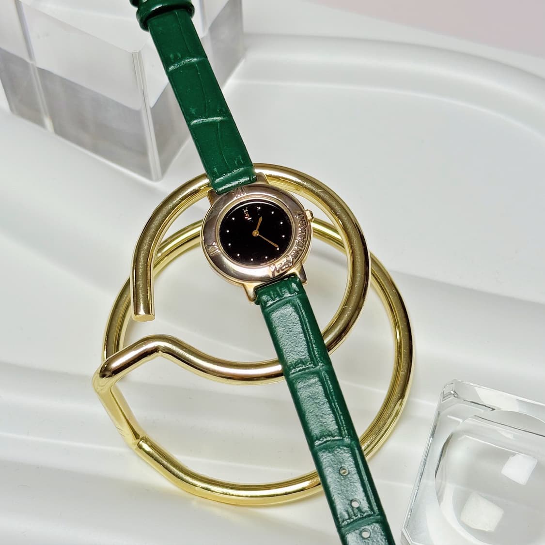 빈티지 생로랑 골든 블랙다이얼 시계 상품이미지1