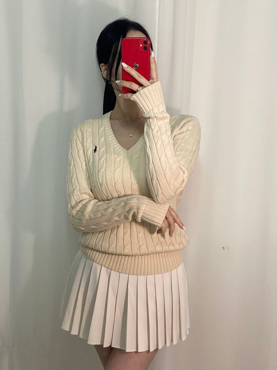 폴로 꽈배기 아이보리 니트 상품이미지2