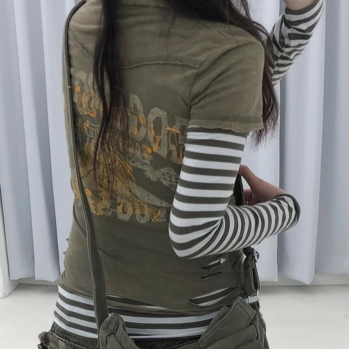 빈티지 y2k 레이어드 반팔 세트 선가든파티 상품이미지2