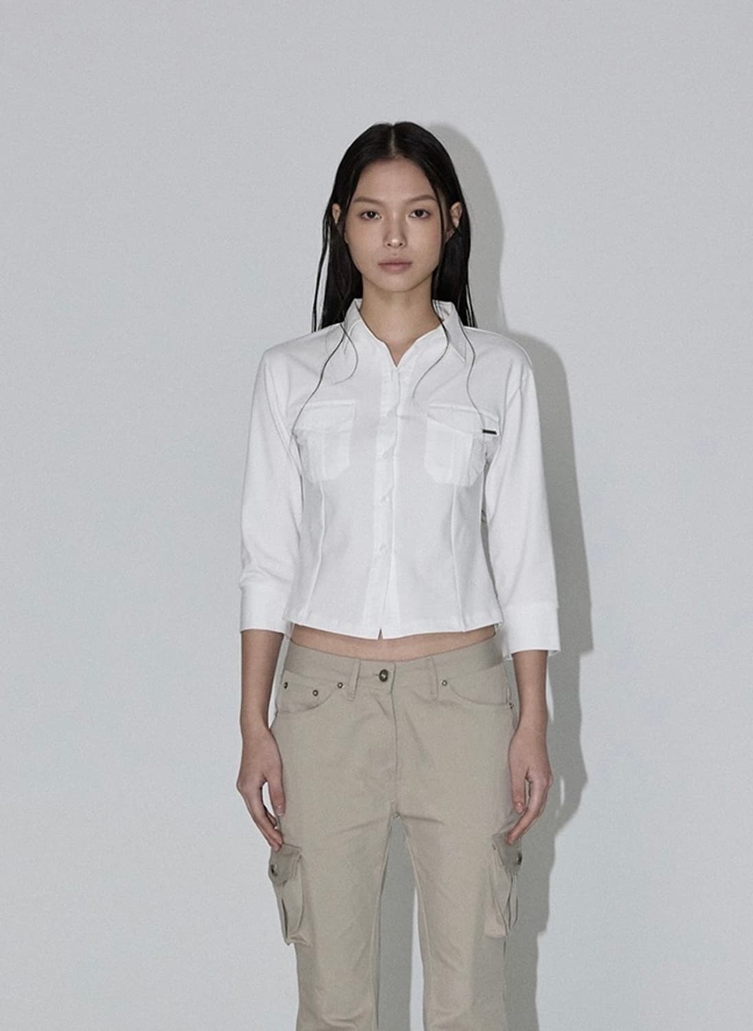 이네기 Sleek Pocket Shirt 슬릭포켓셔츠 화이트 상품이미지3