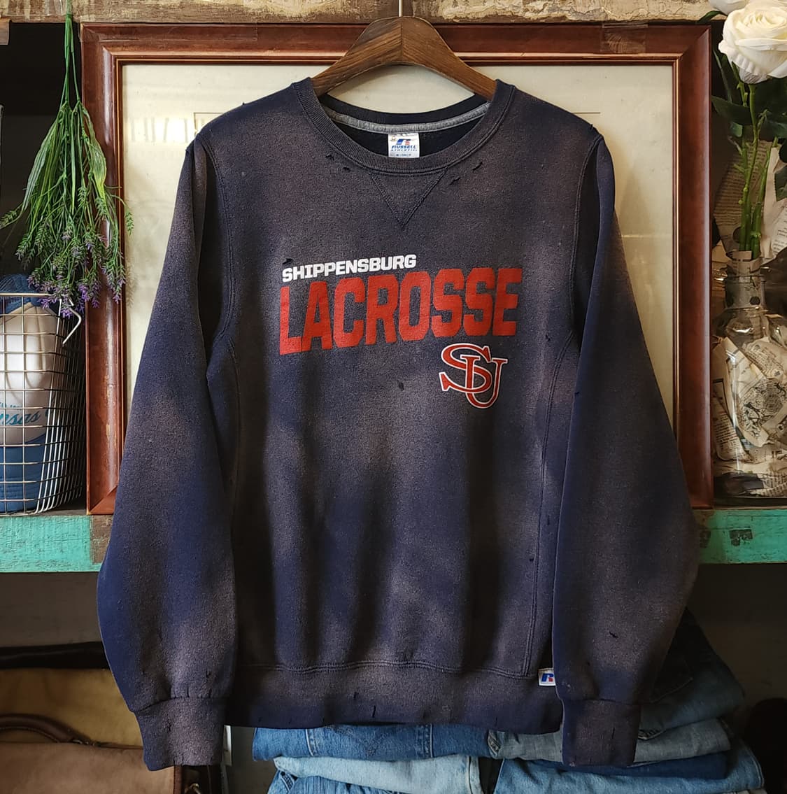 90s 러셀 빈티지 스웻셔츠 썬페이딩 네이비 그레이 s 상품이미지1