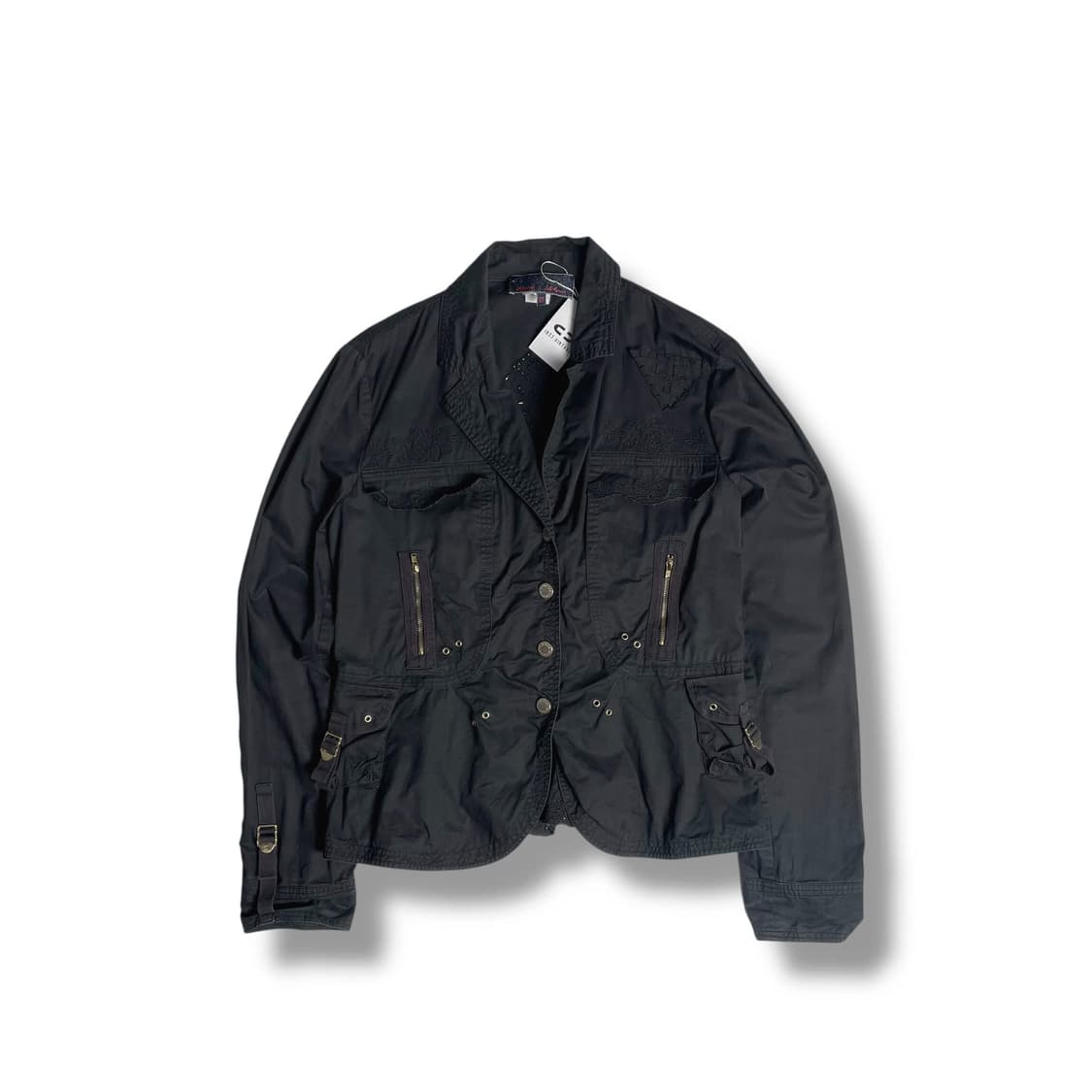 Les copains 멀티 포켓 지퍼 자수 자켓 상품이미지1