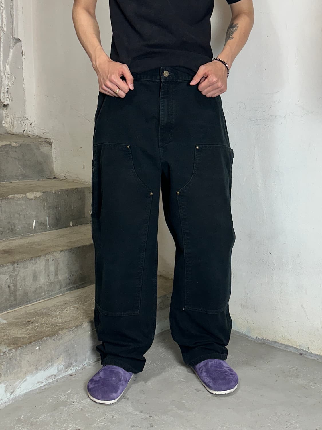 OG 칼하트 더블니 블랙 칼하트 B136 썩블니 상품이미지10