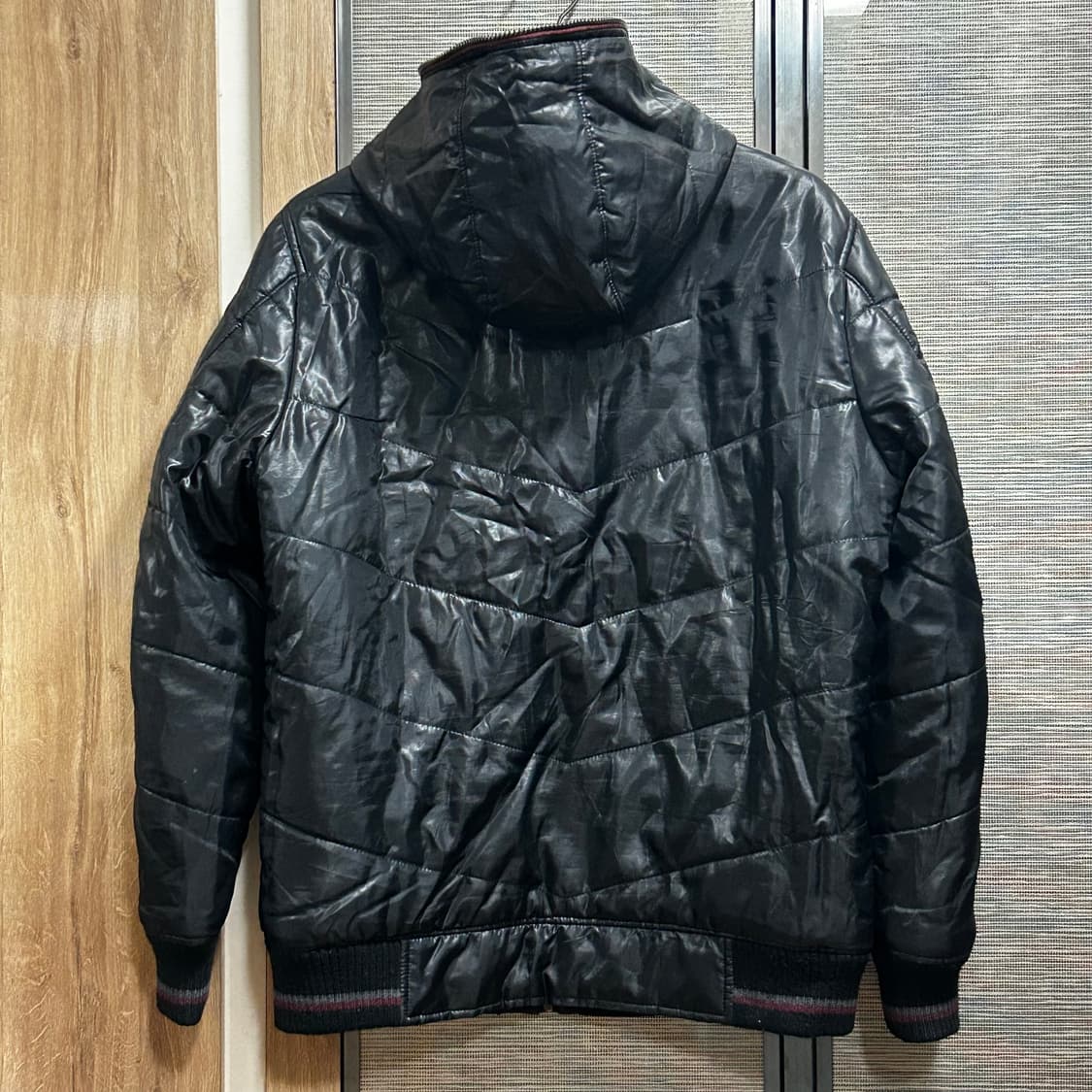 컨버스 블랙 풀집업 유광패딩 상품이미지2