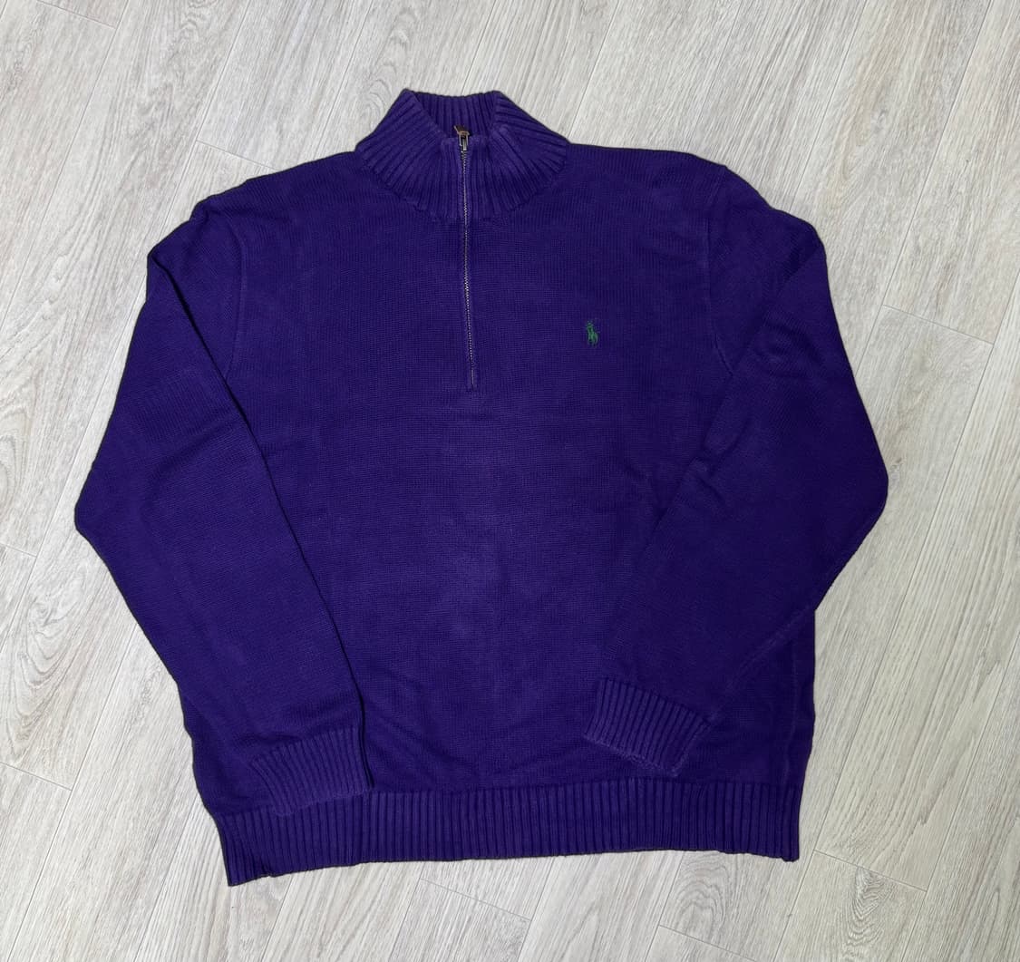 폴로 랄프로렌 퍼플 하프집업 코튼니트 XL 상품이미지1