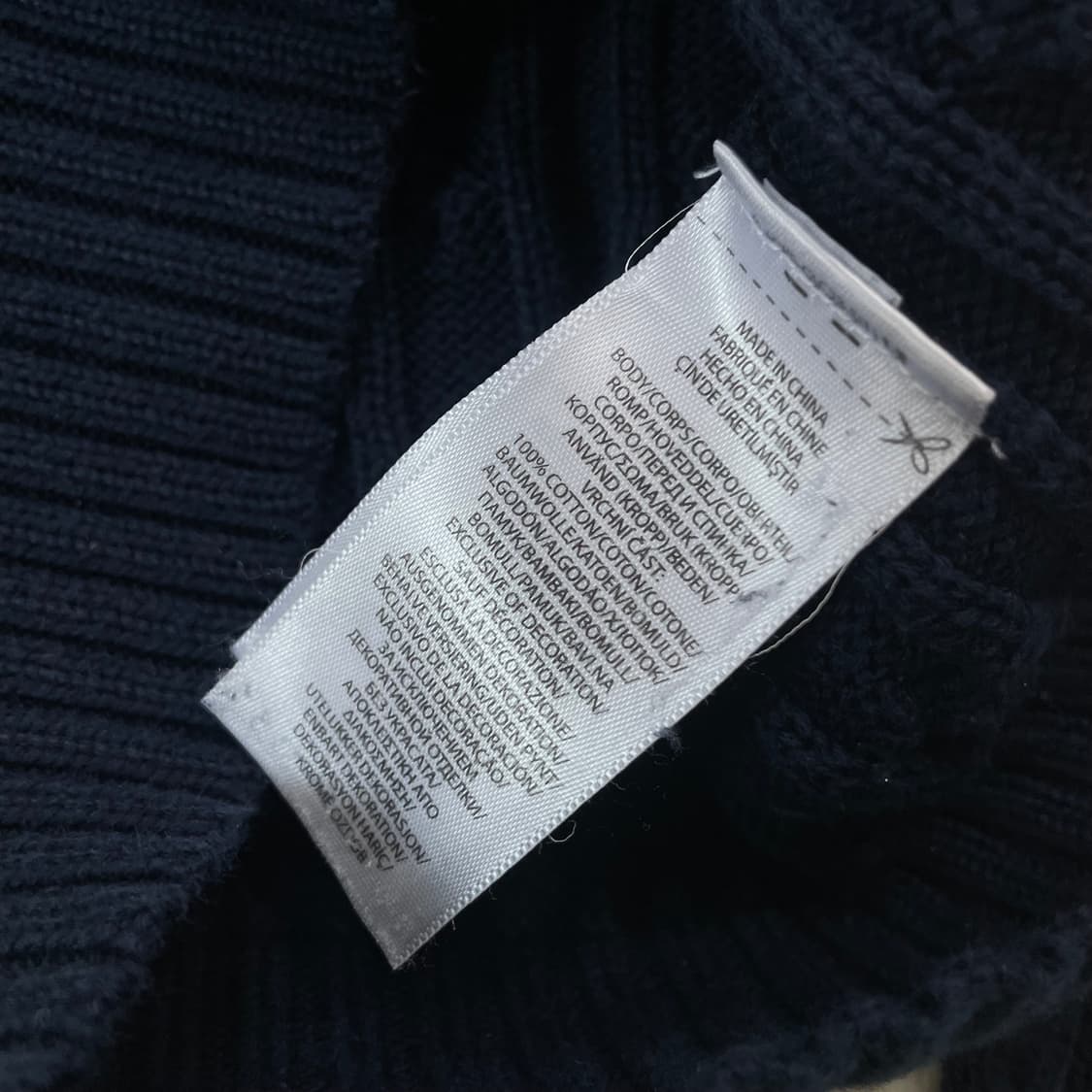 폴로 랄프로렌 포니 로고 브이넥 케이블 니트 네이비 상품이미지5