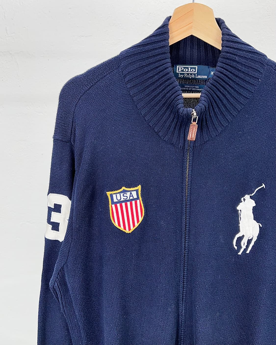 폴로 랄프로렌 네이비 빅 포니 USA 모크 풀집업 니트 자켓 상품이미지2