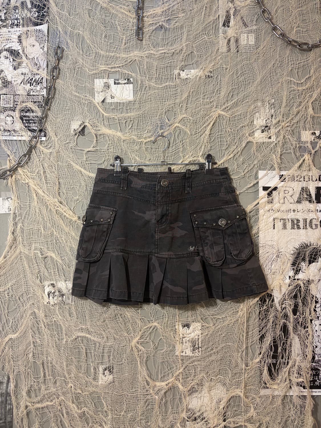 Y2K camo cargo poket pleat Mini Skirt  상품이미지1