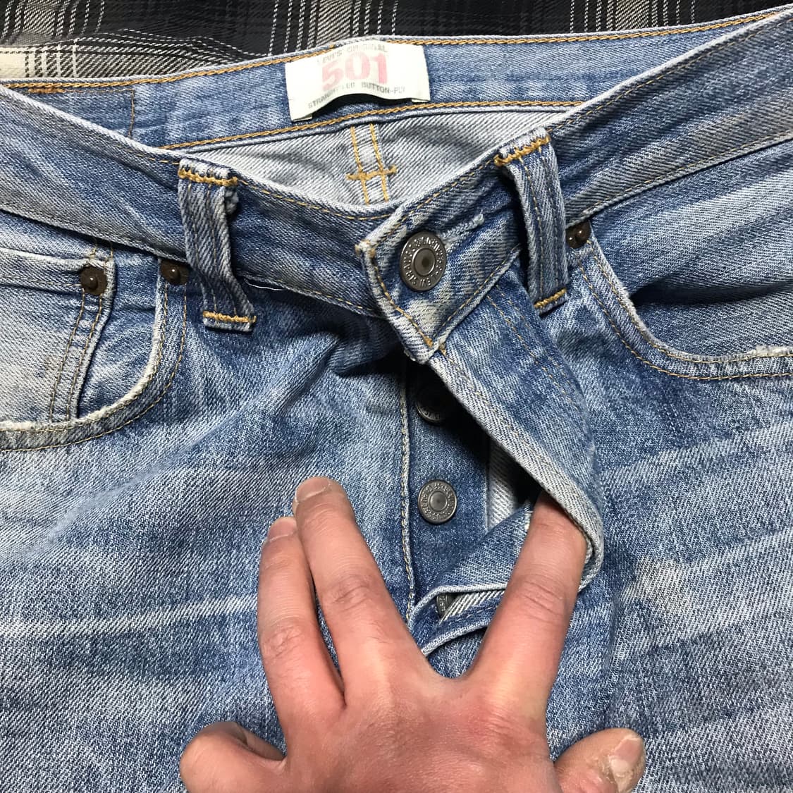 레어 90s 일본판 리바이스 501 버튼 플라이 스트레이트진 연청 상품이미지7