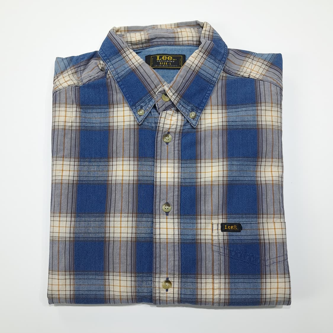 CL260 L 리 90s 코튼 버튼다운 블록 플레이드 체크 셔츠 남방 상품이미지7