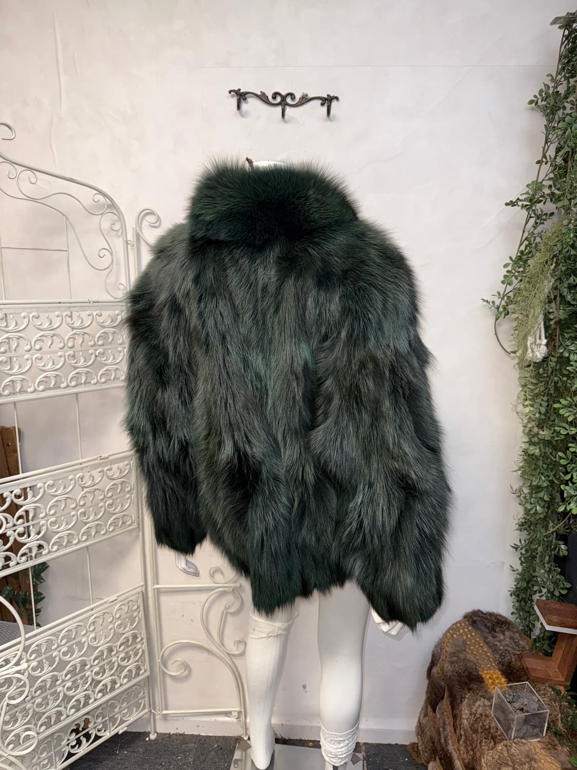 Deep green fox fur coat jacket  상품이미지5
