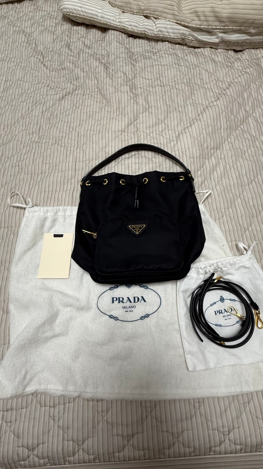 프라다 듀엣 리나일론 숄더백 블랙 상품이미지2